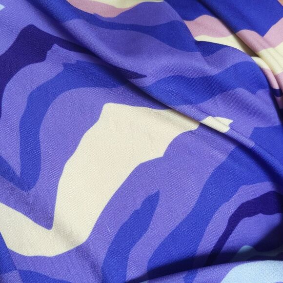 Venus criss cross tie back tank top, stretchy, abstract zebra print, purple S - Picture 7 of 7